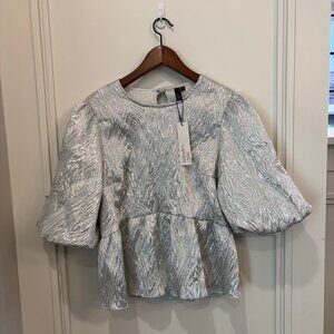 Nobody's Child Metallic Silver Blouse
